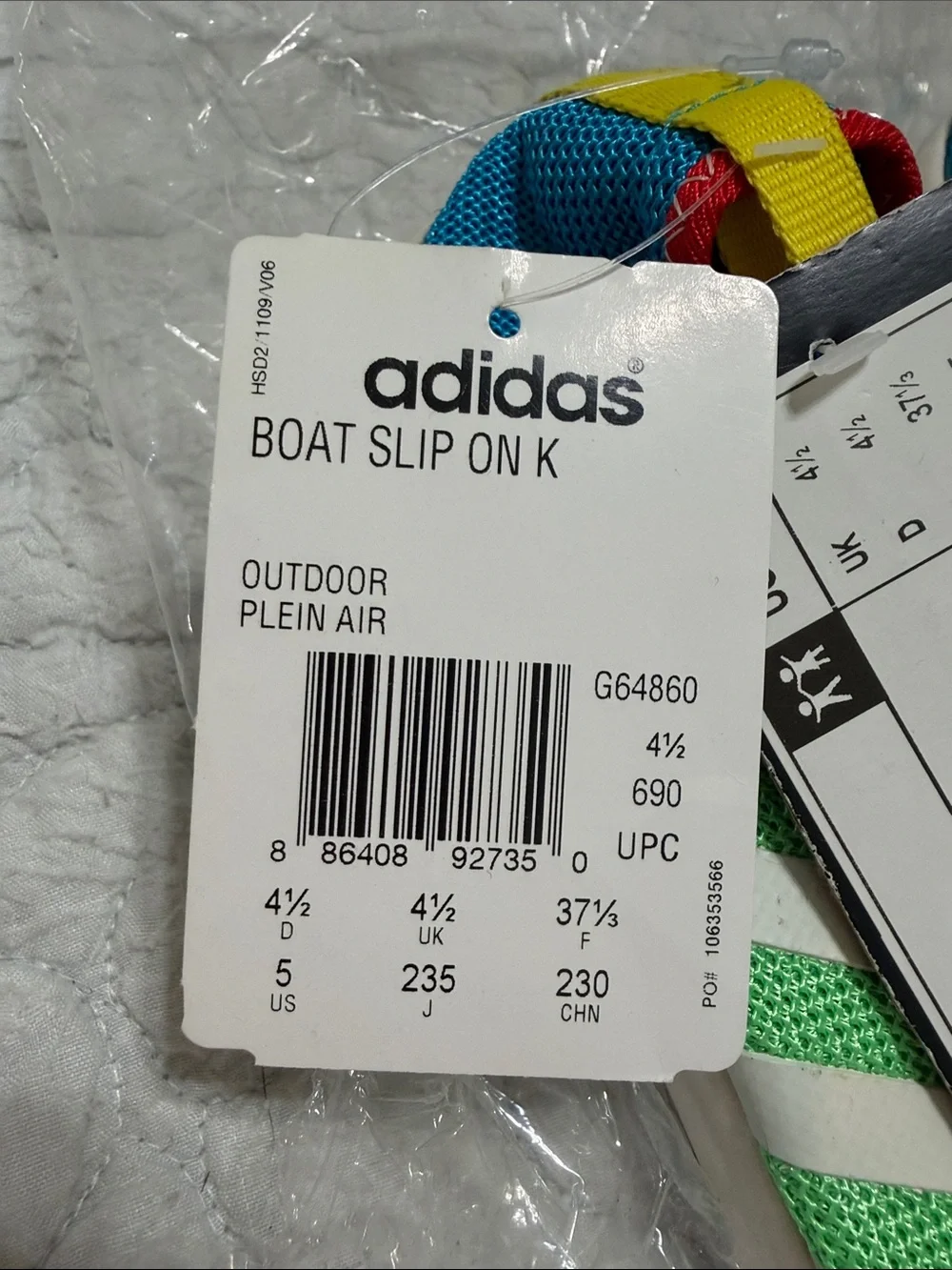 NWT adidas Kids Slip-On Water Shoes in Green, Blue & Yellow